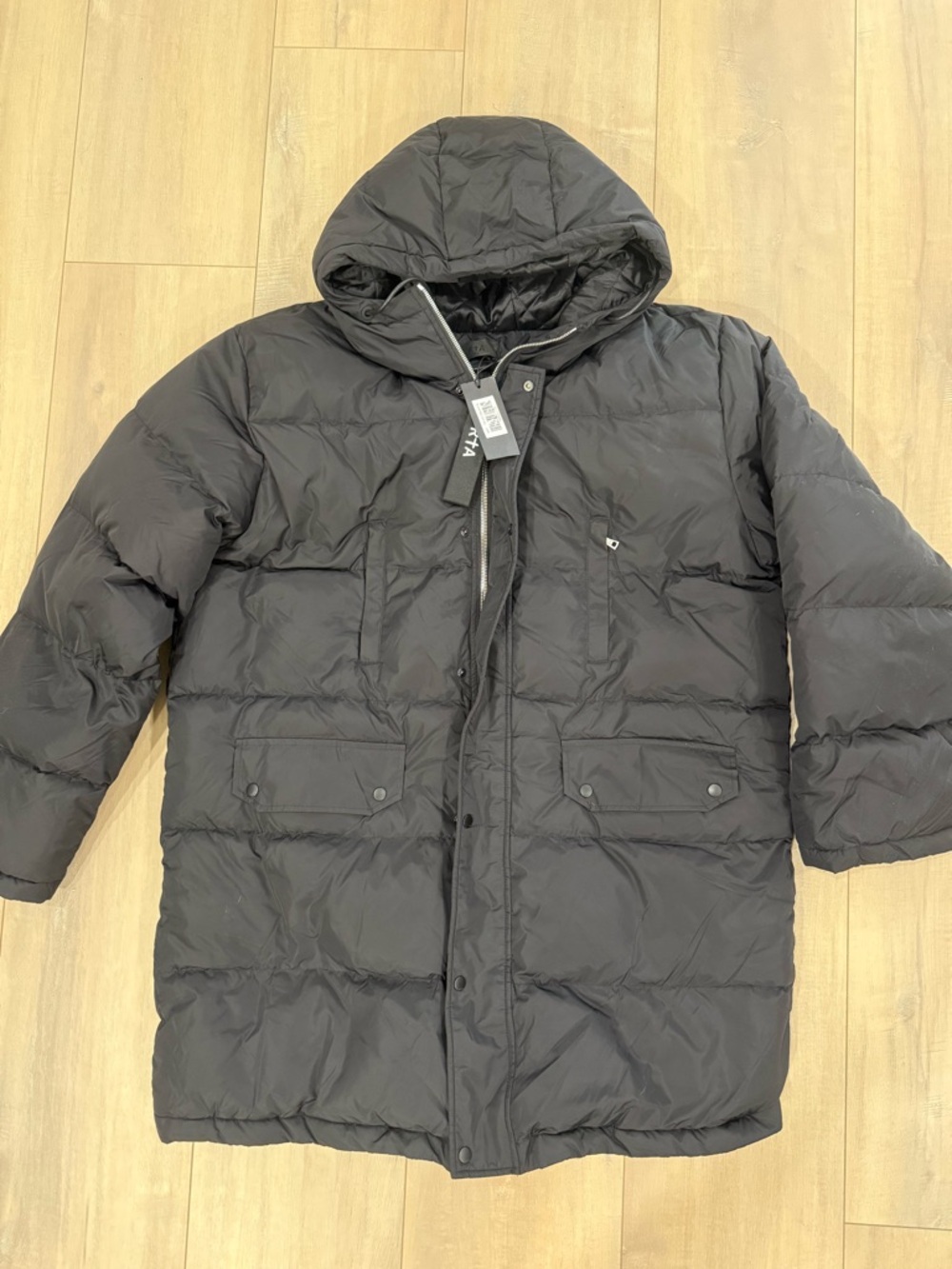 RtA Black Oversized Long Puffer Jacket Parka.